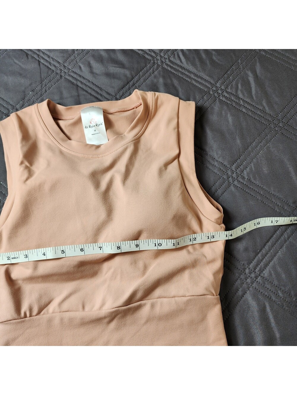 AS ROSE RICH Workout Tank Top Built In Bra Dusty Pink Crop Medium M - Picture 5 of 6